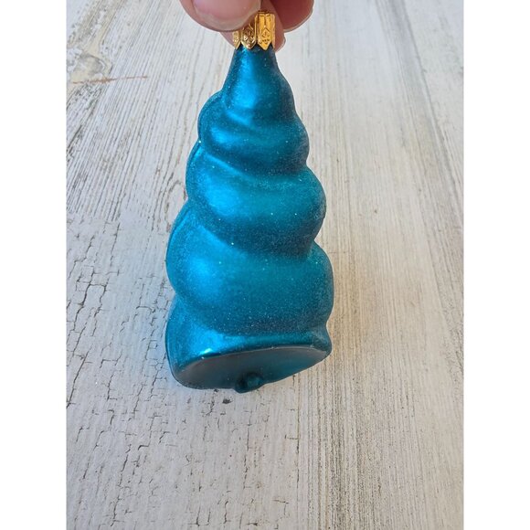 Vintage radko blue sea swirl seashell shell ornament glass glitter tropical Hawa - Picture 5 of 8